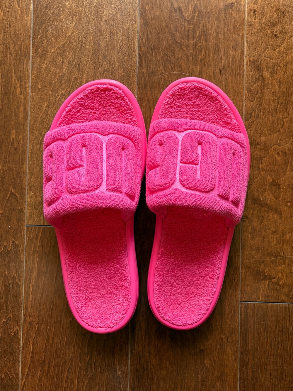 UGG Hot Pink Plush Slide Sandals